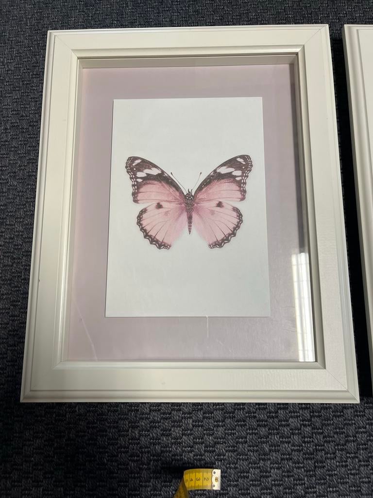 Ikea schilderijtjes vlinder - set van 2, Ophalen of Verzenden, Zo goed als nieuw, Print, Minder dan 50 cm