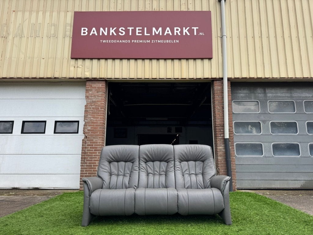 Bankstel Himolla grijs leren relax elektrisch bank ZGAN, Geen, Pahest@hotmail.nl, Driepersoons, 75 tot 100 cm