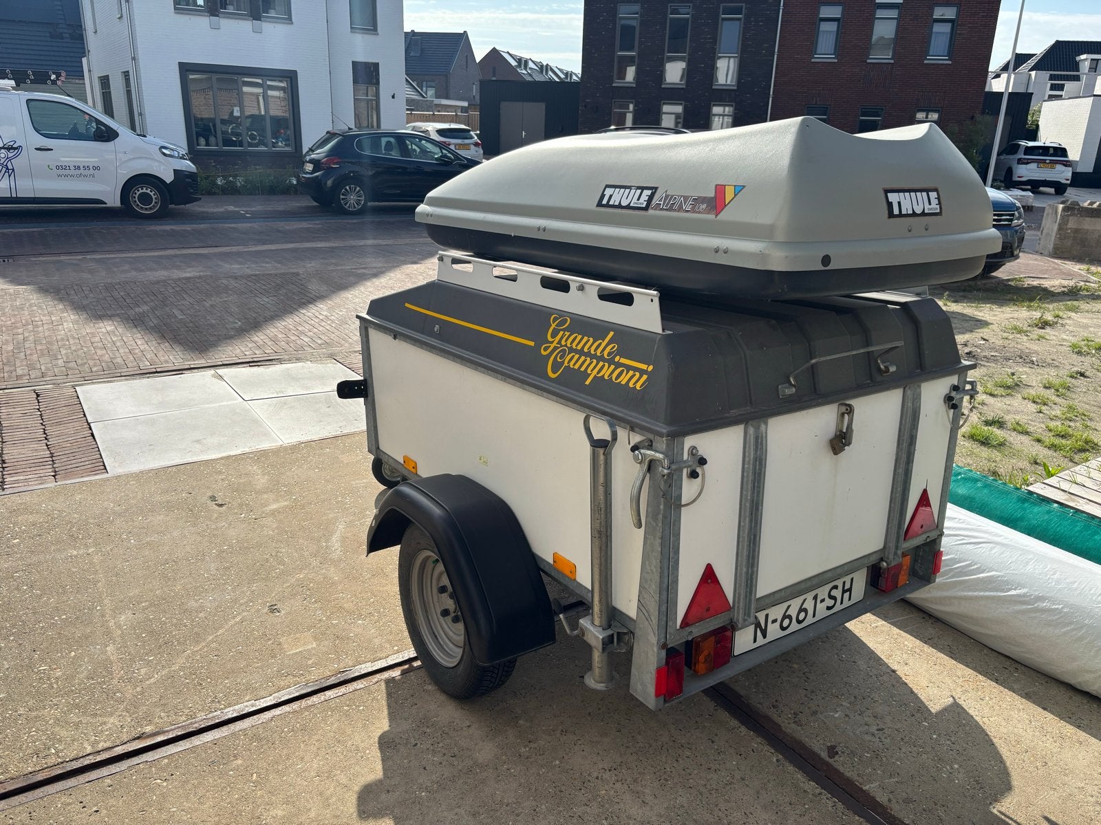 Aanhangwagen met Thule dakkoffer, Ophalen of Verzenden, Gebruikt, Kinderkar