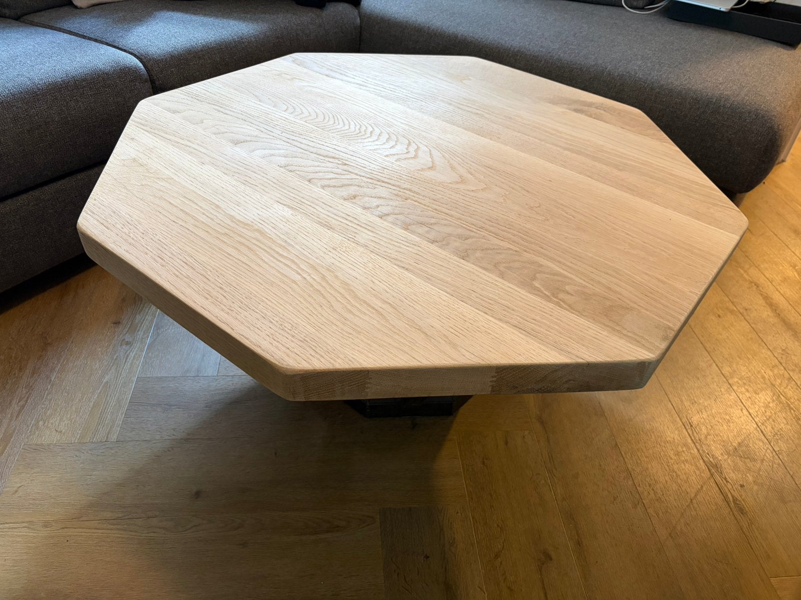 Massief eiken salontafel 99x99cm  45cm hoog, Ophalen, 50 tot 100 cm, 50 tot 100 cm, Zo goed als nieuw