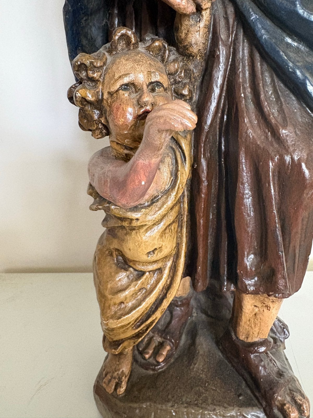 Gipsen beeld van Sint Jozef met kind 50 cm hoog, Ophalen of Verzenden