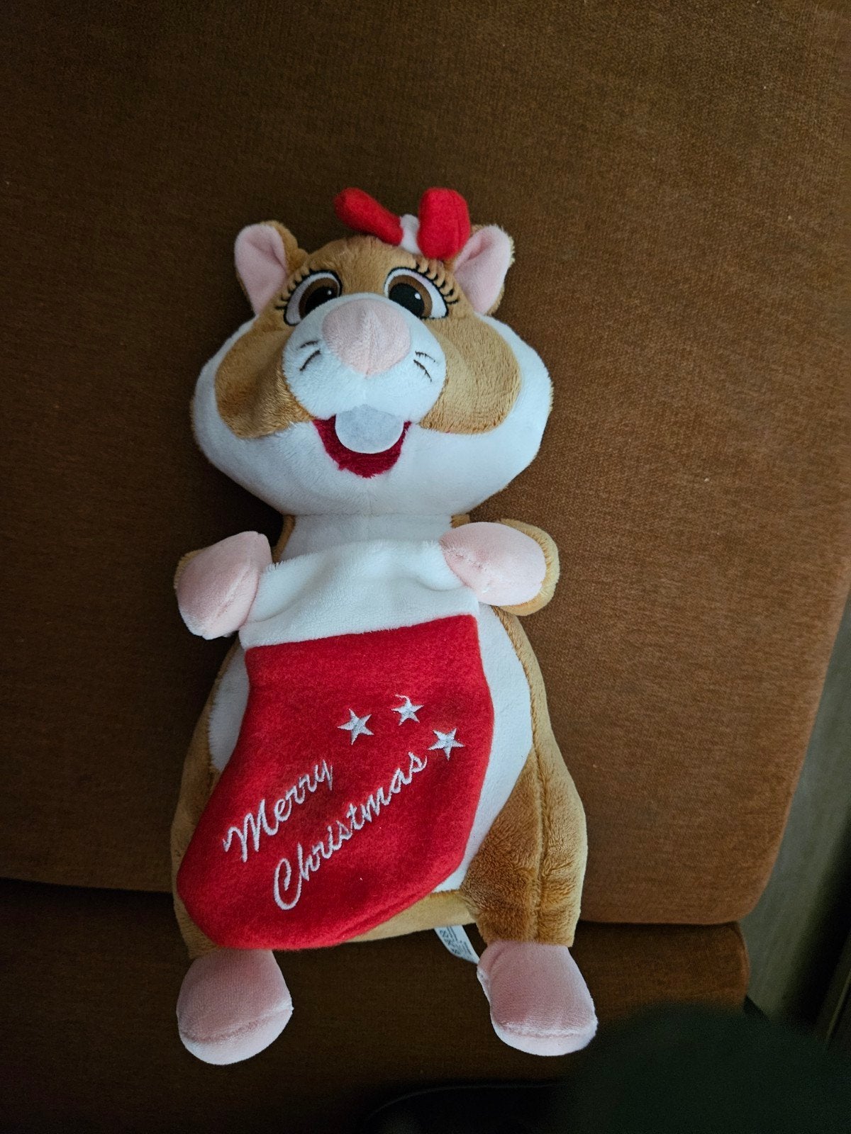 Kerst Hamster Knuffel met 'Merry Christmas' Sok, Ophalen of Verzenden, Zo goed als nieuw