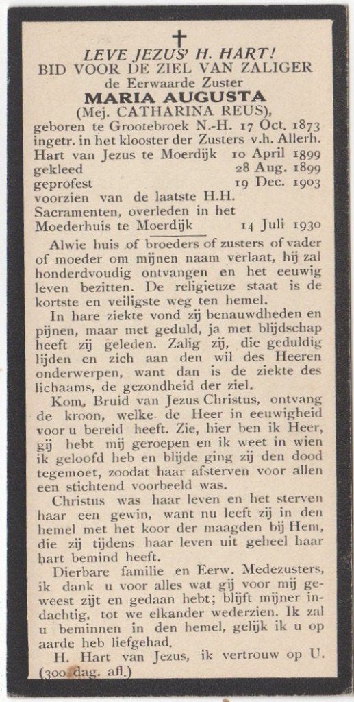 zr. Catharina Reus 1873 Grootebroek + 1930 Moerdijk, 56 jaar, Verzamelen, Verzenden