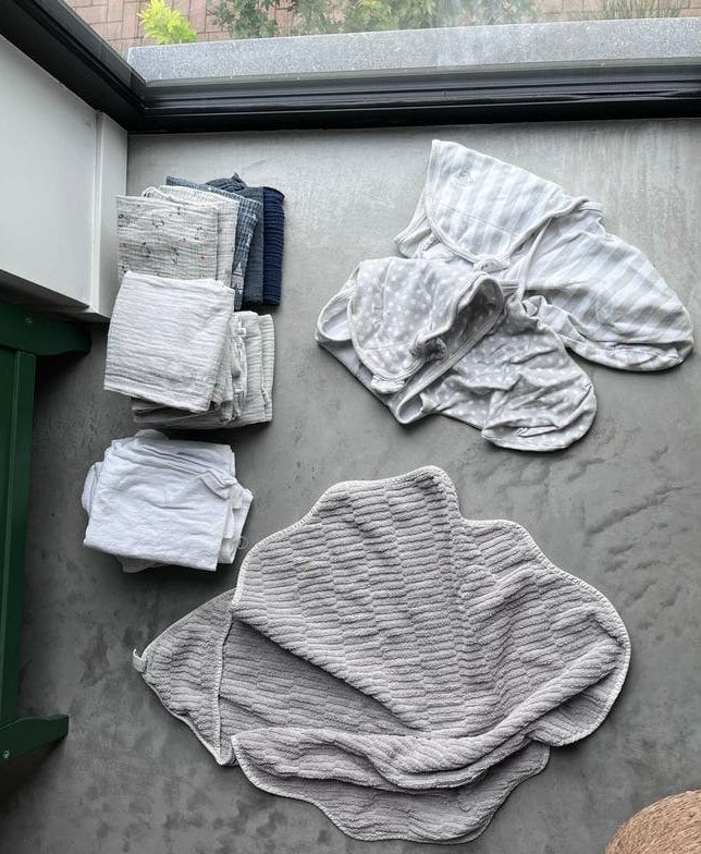 Babytextiel pakket: hydrofiele doeken, inbakerdoeken en meer, Wasbaar, Gebruikt, Hydrofiele doek, Meerkleurig
