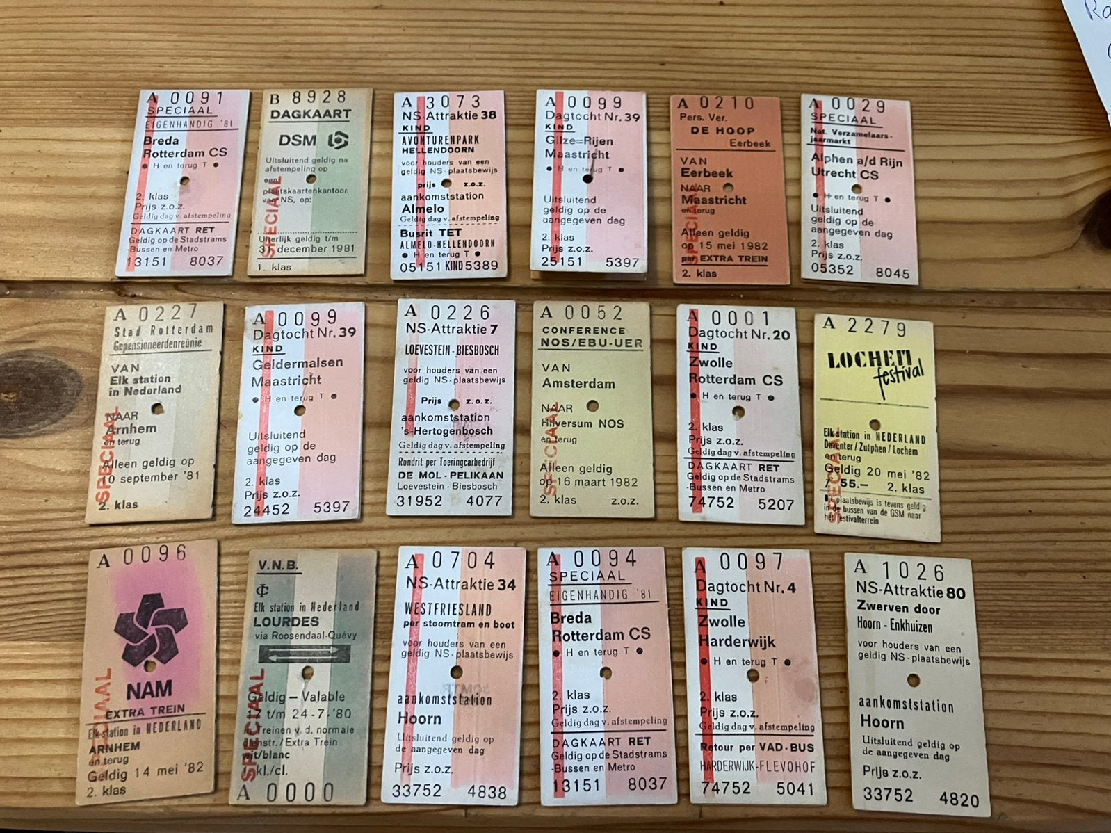 18 treinkaartjes Nederland, Ophalen of Verzenden, Bus of Metro, Overige typen