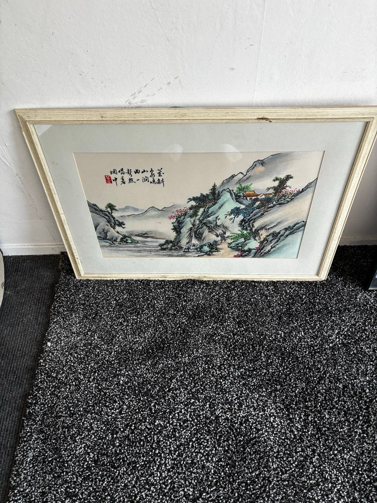 Oosters Landschap Schilderij in Lijst, Schilderij, Ophalen of Verzenden, Papier/karton, China