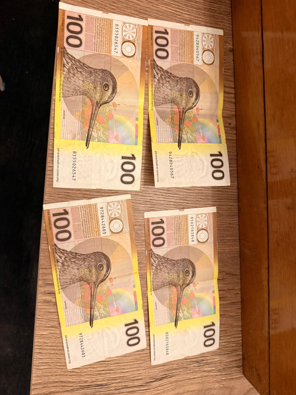 4x 100 Gulden Biljetten - Snip (1977), Ophalen, 100 gulden, Setje