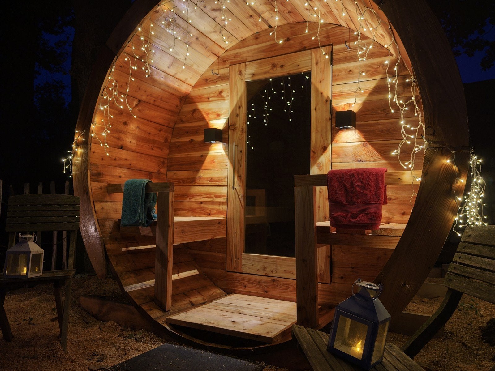 Barrel Sauna | buitensauna | tiny house | 8 personen, Ophalen, Zo goed als nieuw, Fins of Traditioneel, Complete sauna