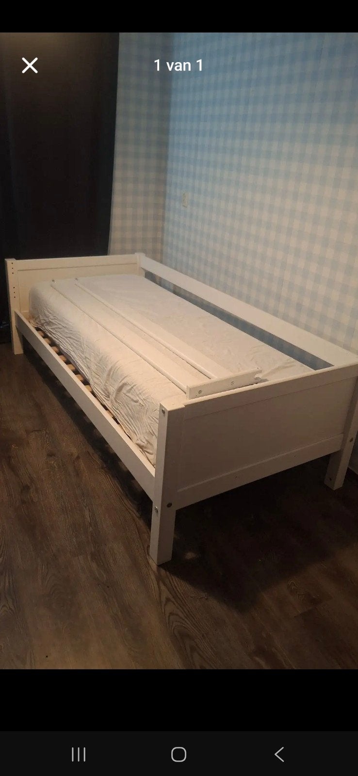 gratis! Eenpersoonsbed 90x200 met valhekje en matras (80x200, Ophalen