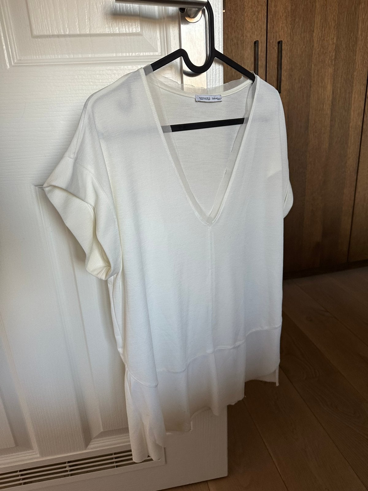 Dames blouse zara shirt top M V hals korte mouwen, Maat 38/40 (M), Zwart, Nieuw, Ophalen of Verzenden