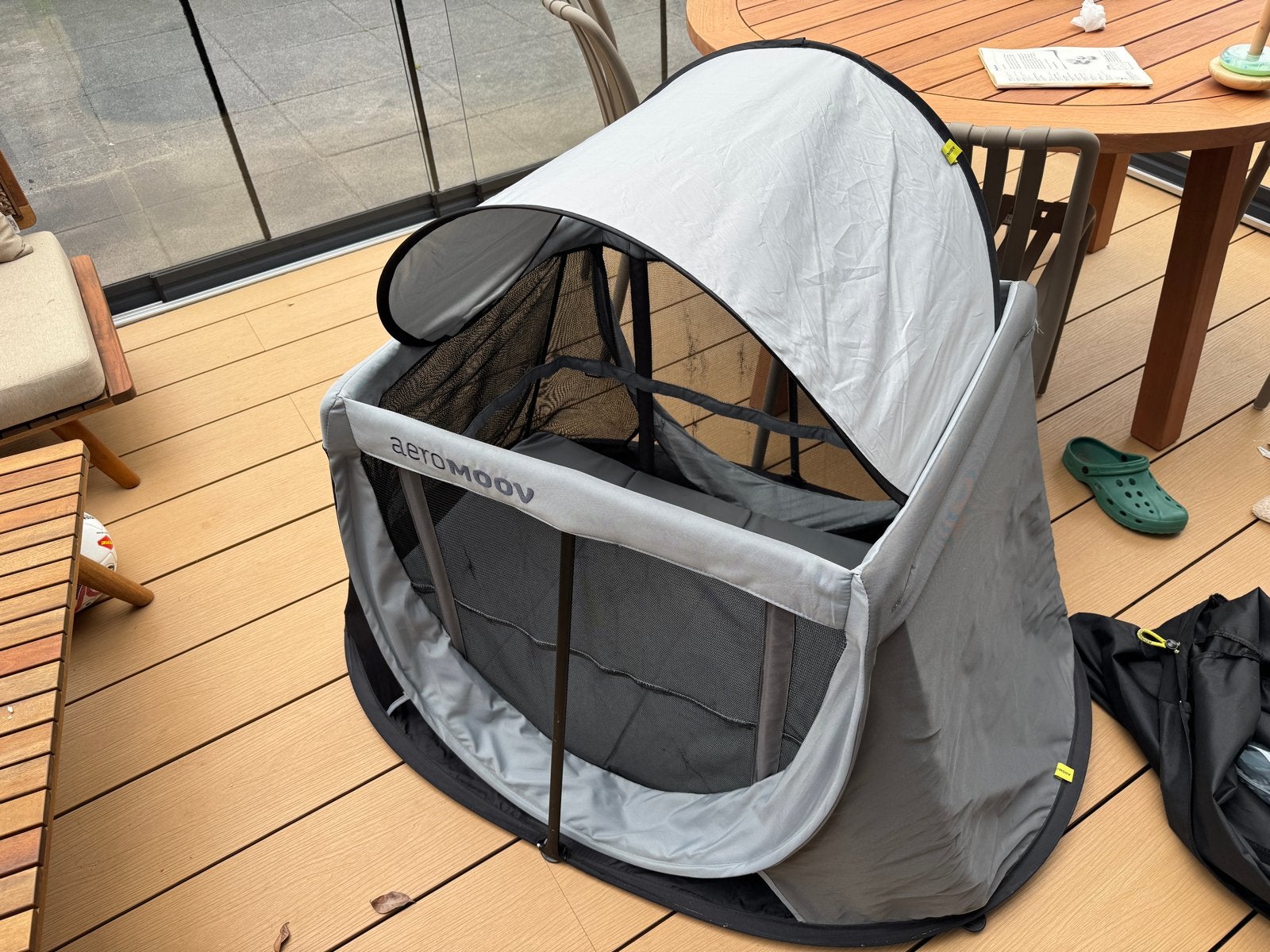 Aeromoov reisbedje met matras, tas en zonnescherm, Ophalen, Gebruikt, Reisbedje