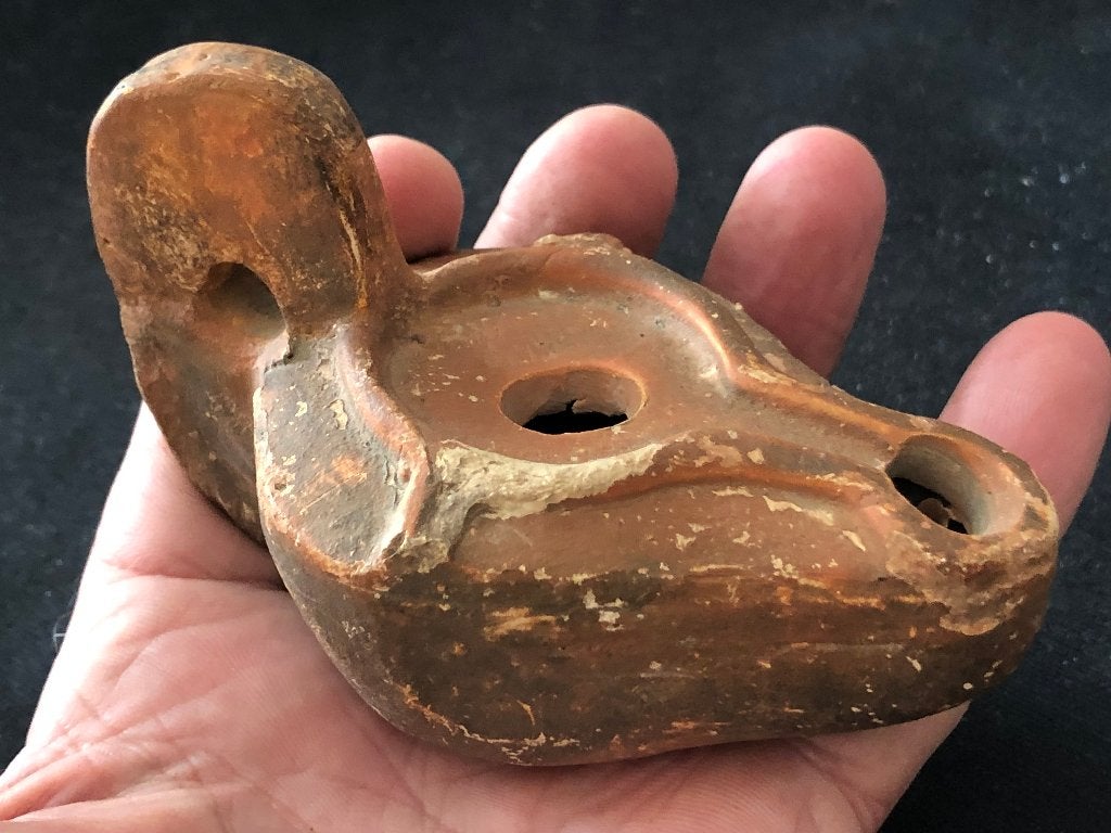 Romeinse OLIELAMP uit XANTEN groot exemplaar Bodemvondst, Ophalen of Verzenden
