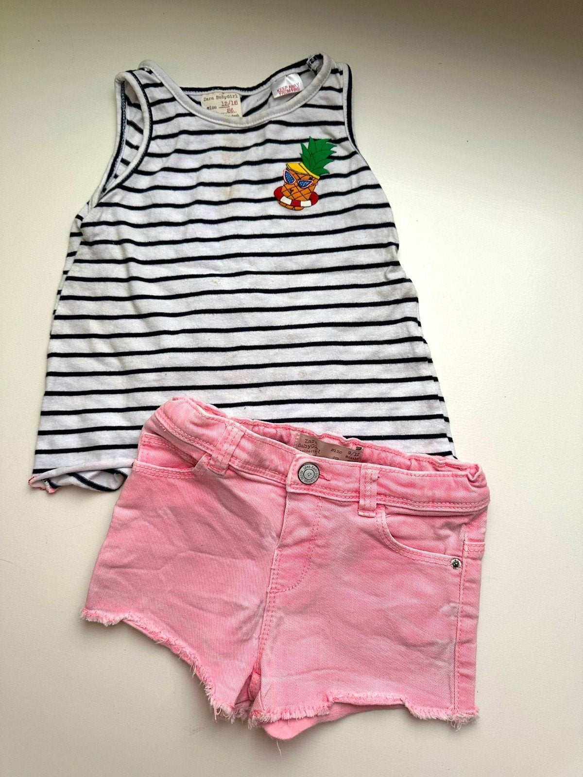 Setje korte broek topje shirtje ZARA 18-24 mnd 80 86 prima, Meisje, Ophalen of Verzenden, Zo goed als nieuw, Zara