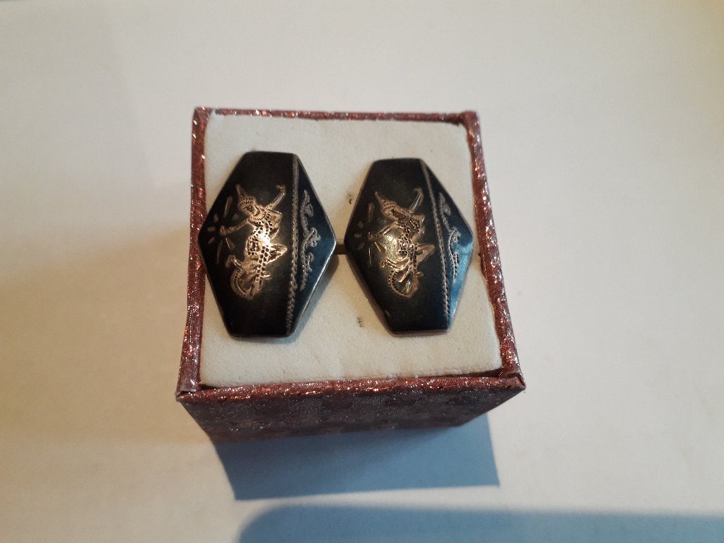 VINTAGE STERLING ZILVEREN NIELLO MANCHETKNOPEN, Ophalen of Verzenden, Zo goed als nieuw, Zilver