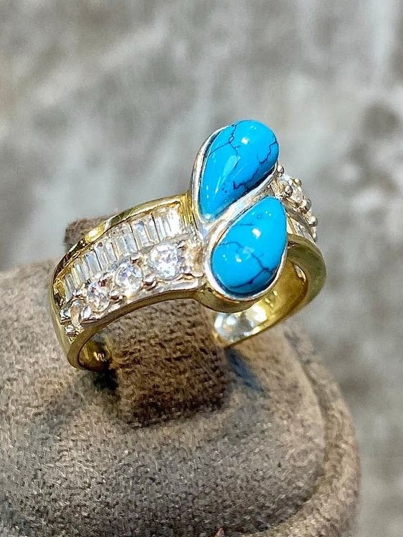 14k Gouden Ring met Edelsteen, Nieuw, Ophalen of Verzenden, 17 tot 18, Met edelsteen