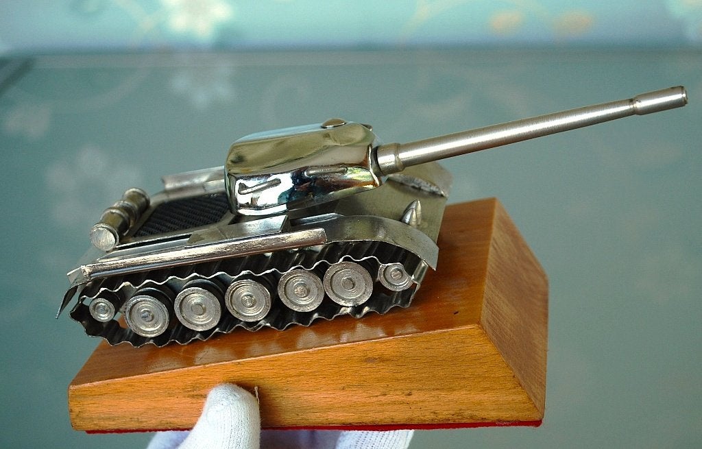 Tank T-54 Trench art CCCP Verchroomd Prachtig ! 1,6 kg, Ophalen of Verzenden