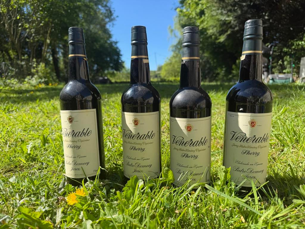 Exclusieve Venerable Pedro Domecq Sherry - 1998 - 4 flessen, Verzamelen, Wijnen, Spanje, Overige typen, Nieuw, Ophalen of Verzenden