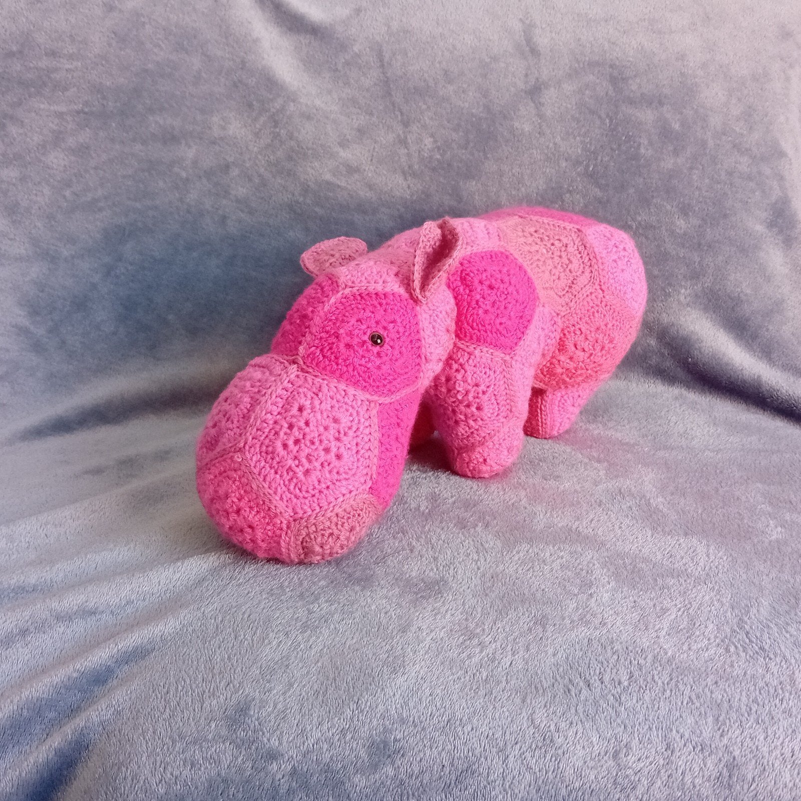 Gehaakte African Flower Nijlpaard knuffel roze, Gebruikt, Handgemaakt, Overige typen, Ophalen of Verzenden