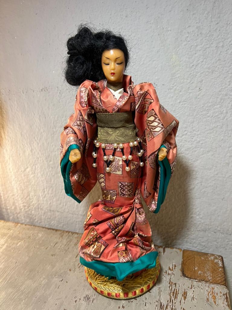 vintage unieke prachtige Japanse geisha-pop kimono doll pop, Ophalen of Verzenden, Zo goed als nieuw, Pop