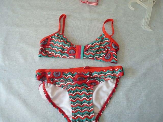 Rood met groen wit dessin bikini mt 128 Manouxx Nieuw, Bikiniset, Meisje, Nieuw, Manouxx