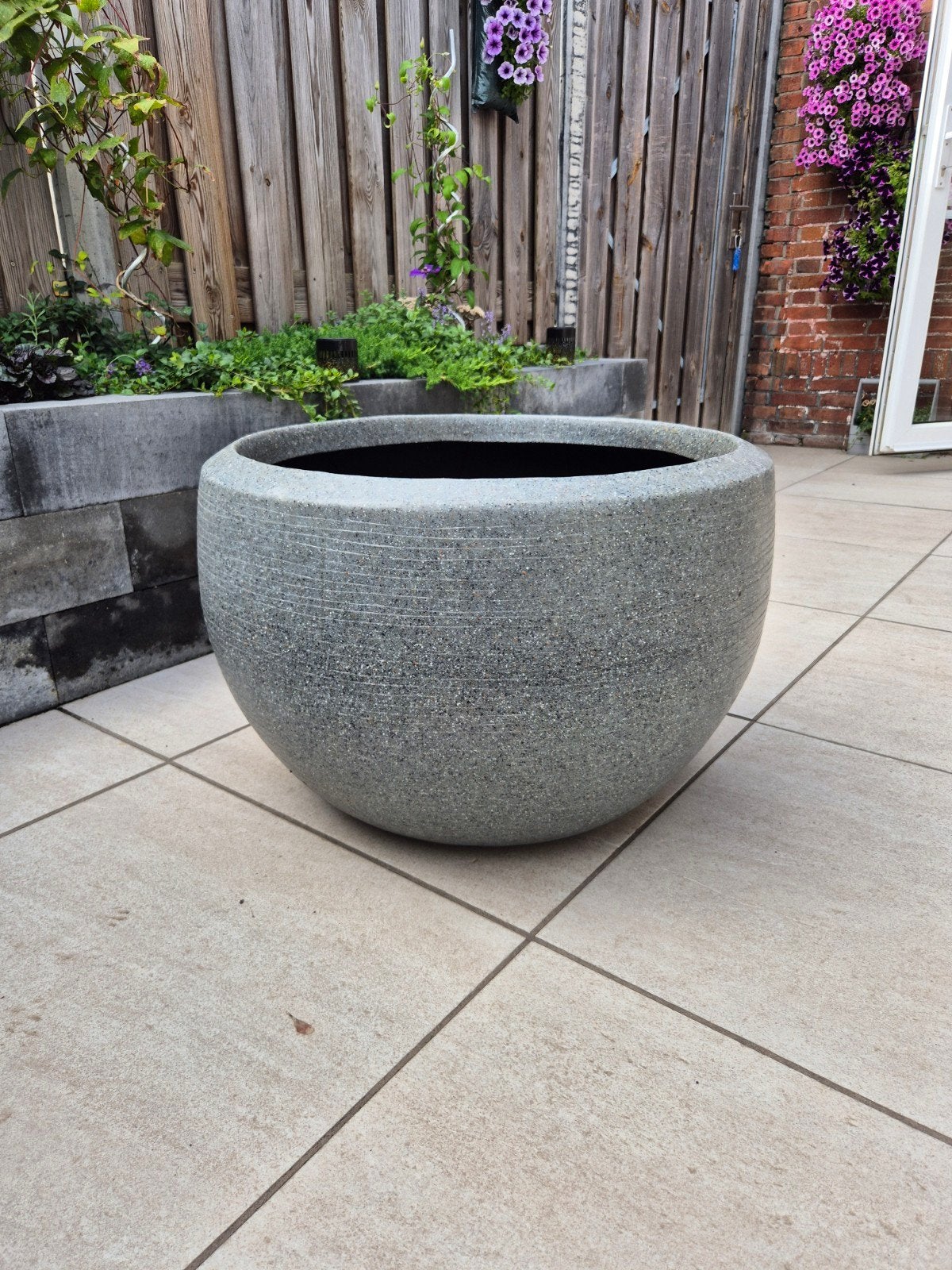 Grote antraciet bloempot capi arc granite  van Intratuin, zg, Tuin en Terras, Bloempotten, Overige materialen, 40 cm of meer, Rond