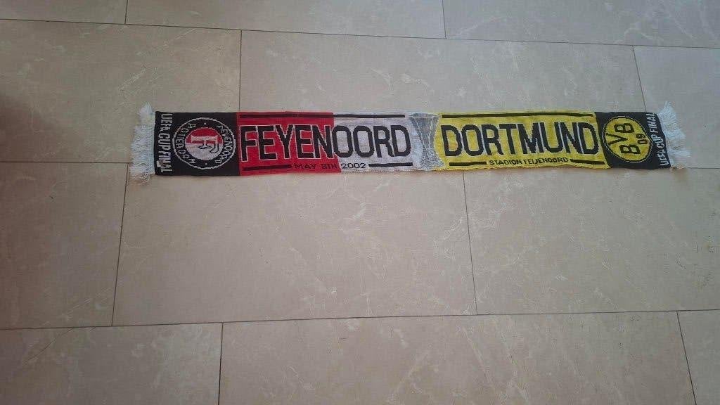 Feyenoord - Dortmund UEFA 01/02 cup finale sjaal, Ophalen of Verzenden, Zo goed als nieuw, Feyenoord, Vaantje of Sjaal