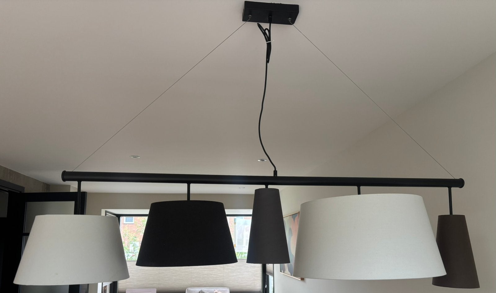 Kare Design hanglamp 5 kappen INCL LAMPEN, Ophalen, Gebruikt, E27 (groot)