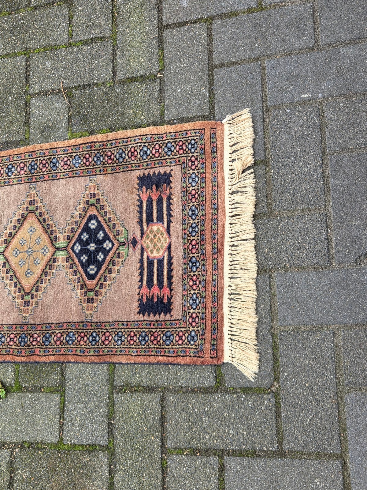 Vintage Oosters Tapijtje - Handgeweven Loper, Oosters, Vintage, Minder dan 50 cm, Gebruikt, Groen