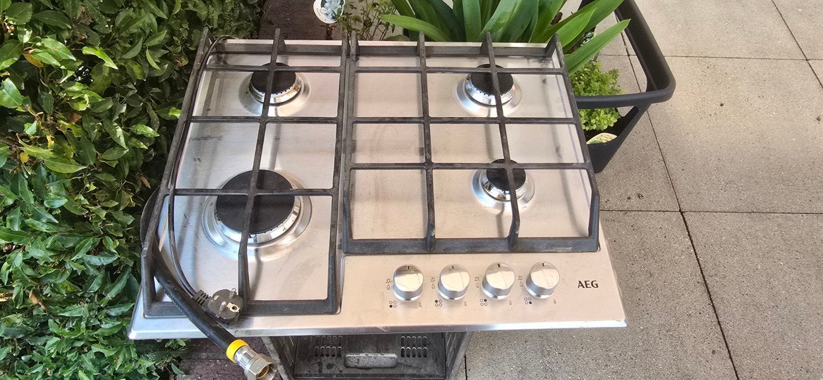 AEG Gasfornuis 4-pits RVS Inbouw Kookplaat, Gebruikt, Minder dan 85 cm, Inbouw, Gas