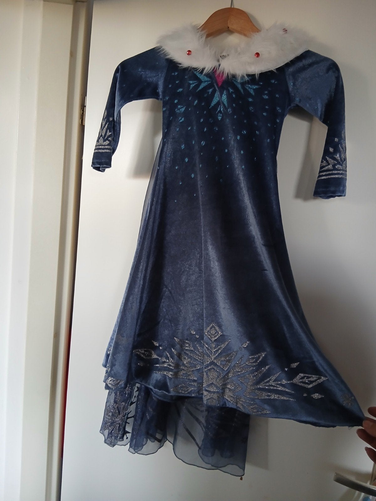 Elsa jurk Frozen met glitter sluier - Maat 98-104, Ophalen of Verzenden, Zo goed als nieuw, Frozen, Jongen of Meisje