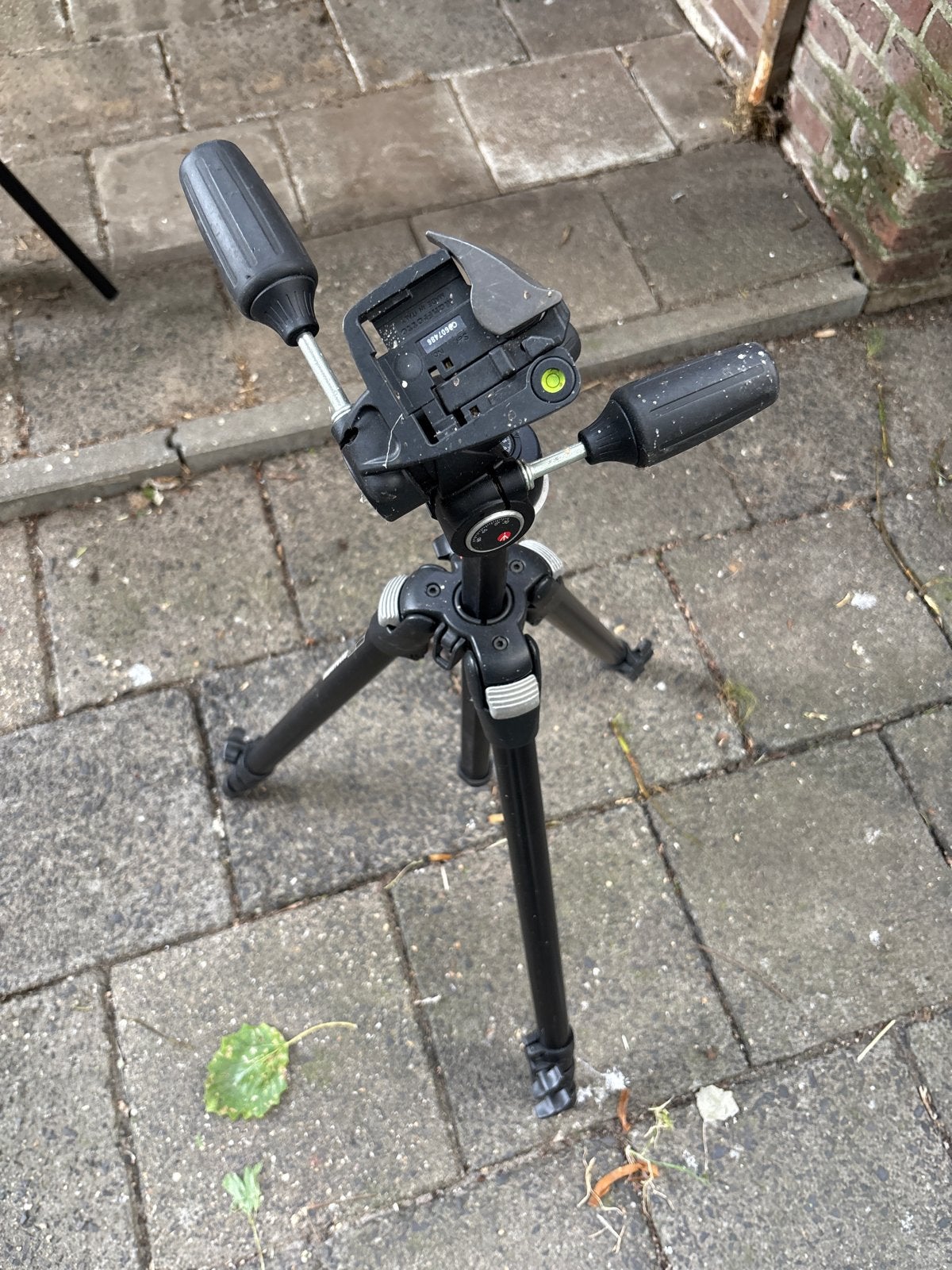 Manfrotto 055DB Driepoot Statief met 055B Kop, Ophalen, Gebruikt, Met waterpas, Driepoot