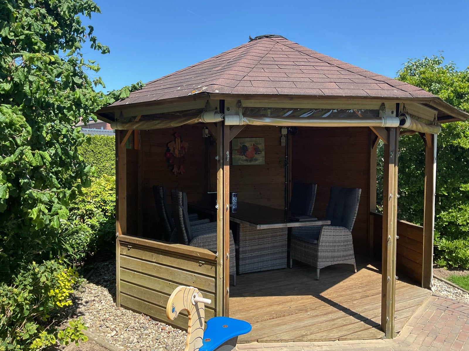 Zeshoekig prieeltje - 3.60m - zelf uit elkaar halen, Tuin en Terras, Tuinhuizen, Ophalen, 250 tot 500 cm, Overige typen, Zonder ramen