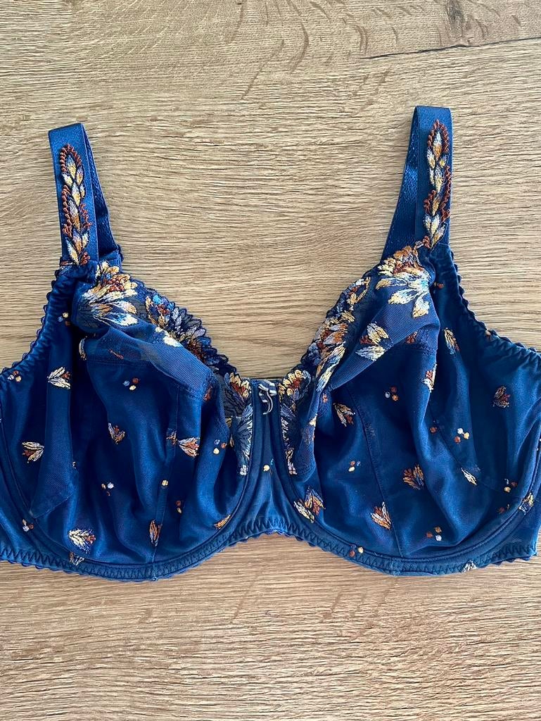 Prima donna 80G/95G gull cup marine borduur, BH, Verzenden, Blauw