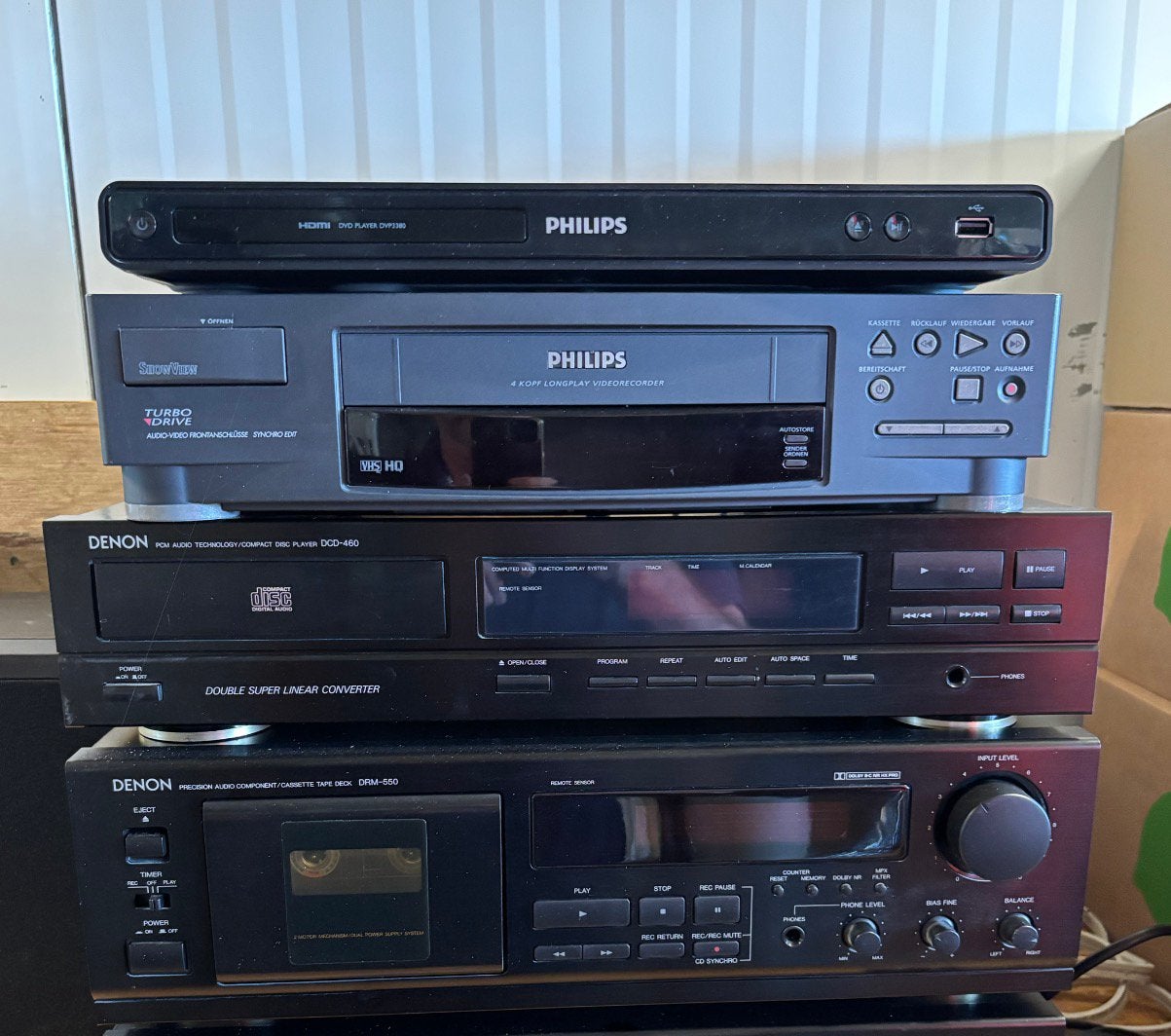 Denon casettedeck CD  Philips video DVD, Ophalen, Gebruikt, Philips