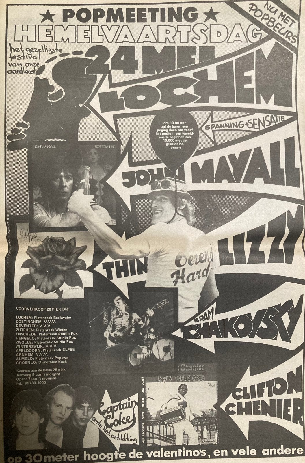 Paginagrote A3 advertentie LOCHEM POP 1979 oa Thin Lizzy, Ophalen of Verzenden, Gebruikt, A1 t/m A3