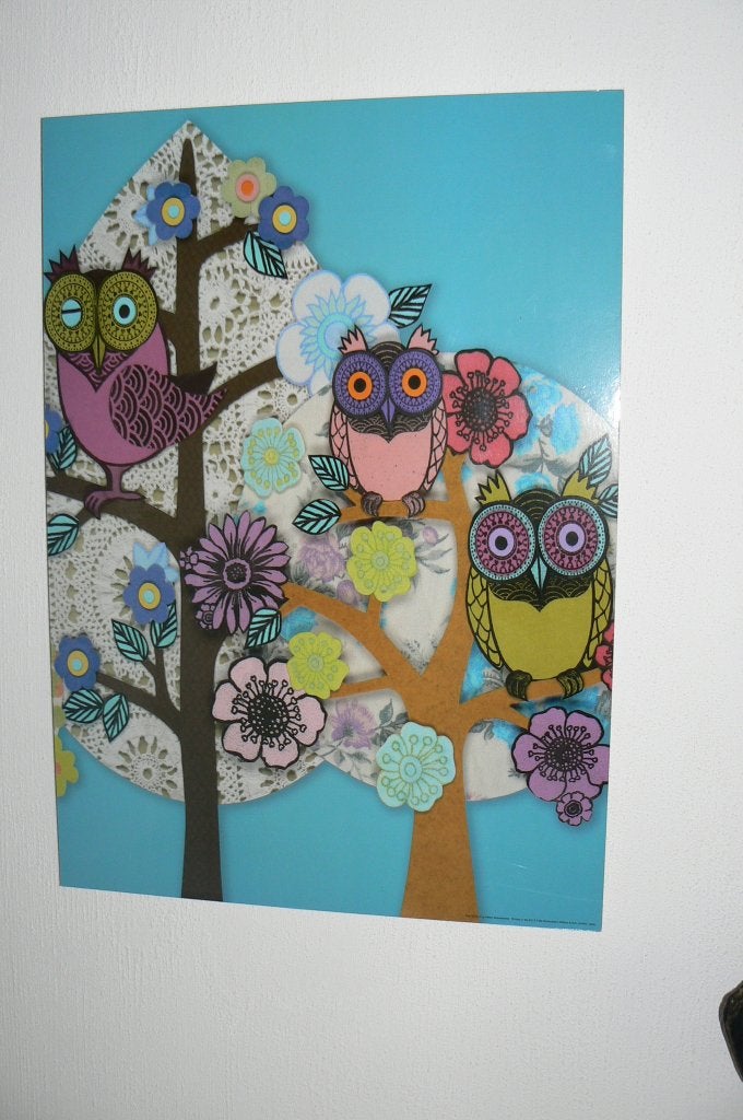 Uilen schilderij, Owl Stock by IKEA Solmyra 1999 (70 x 50cm), 50 – 75, Ophalen of Verzenden, 50 tot 75 cm, Print