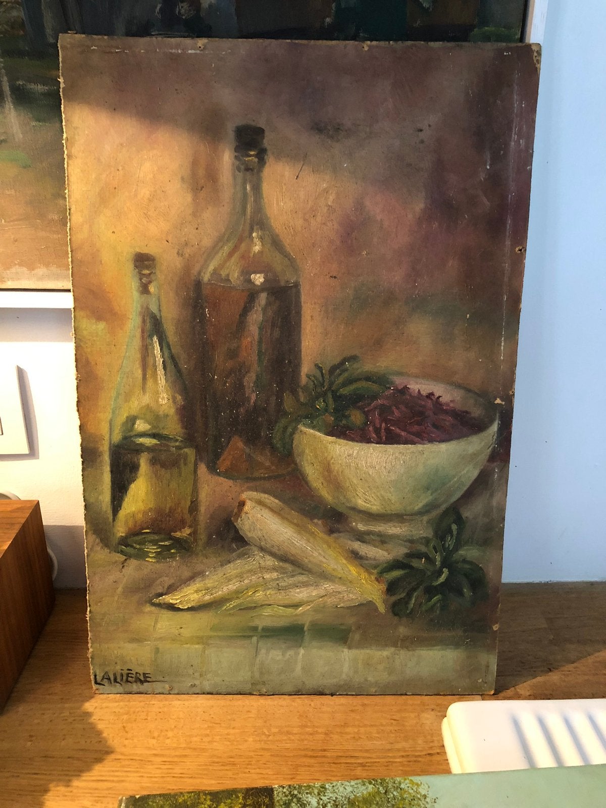 KUNST KLASSIEK SCHILDERIJ STILLEVEN FRANS KEUKEN OLIE, Antiek en Kunst, Kunst | Schilderijen | Klassiek, Ophalen of Verzenden