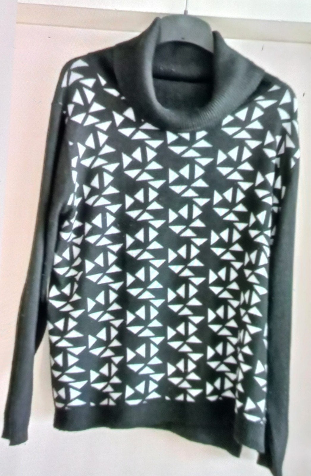 Gabriella K. Trui met col en geometrisch patroon, Kleding | Dames, Truien en Vesten, Gabriella K., Zwart, Maat 46/48 (XL) of groter