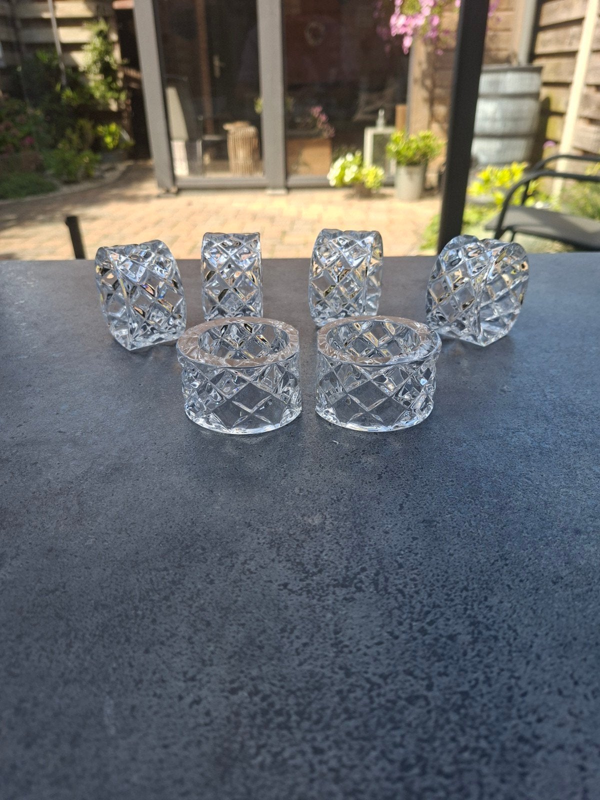 Set van 6 kristallen servetringen, Ophalen, Wit, Glas, Klassiek