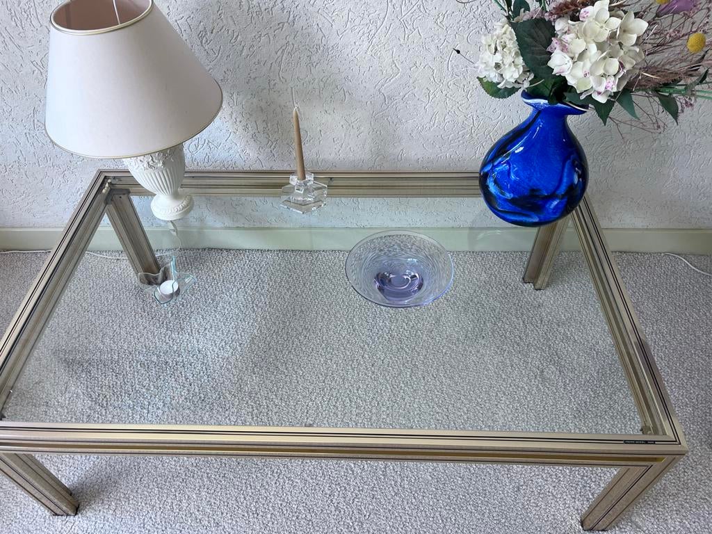 Pierre Vandel Salontafel Glas/Metaal - 125x75x39 cm, Huis en Inrichting, Tafels | Salontafels, Gebruikt, 100 tot 150 cm, Glas