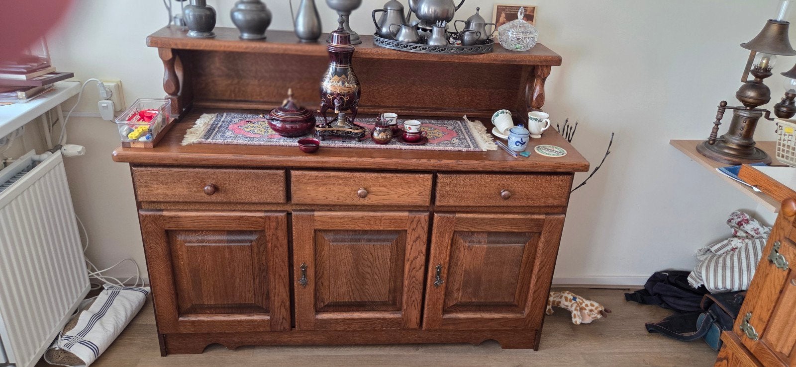 Antiek dressoir met opbouw - massief eiken, Antiek en Kunst, Ophalen