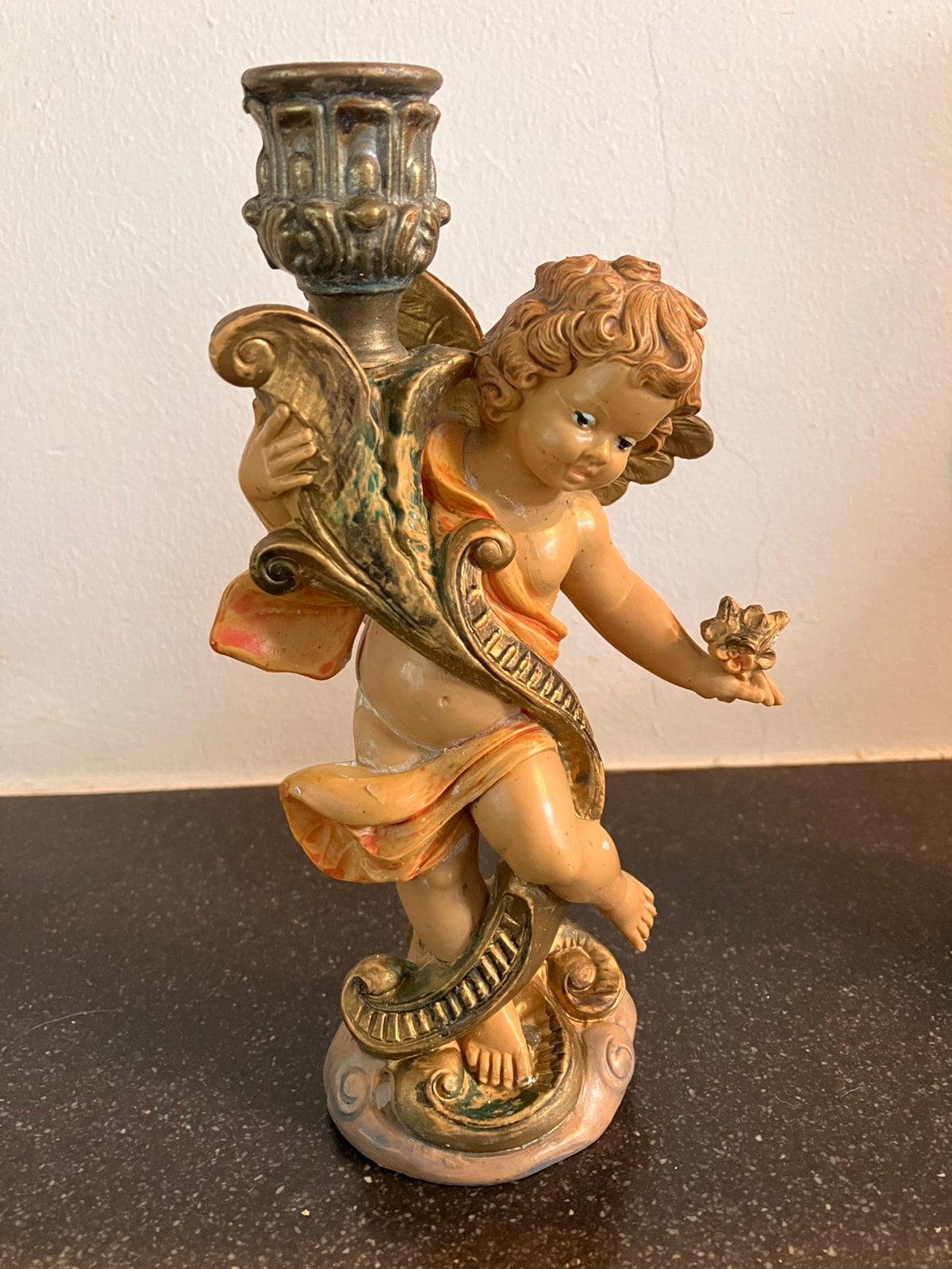 3x vintage putti kandelaar italy Roman Fontanini engel putto, Ophalen of Verzenden, Overige materialen