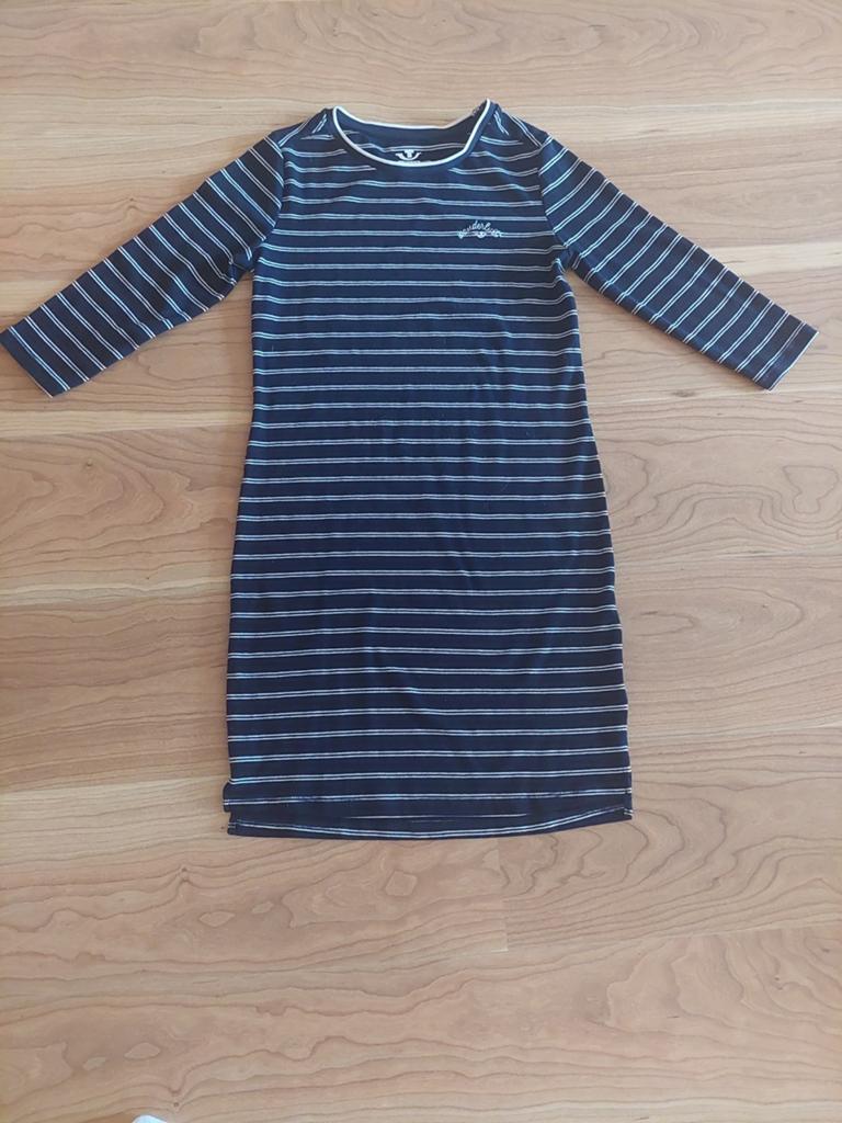 Donkerblauw jurkje met witte strepen Tripper jeans maat M, Maat 38/40 (M), Blauw, Ophalen of Verzenden, Zo goed als nieuw