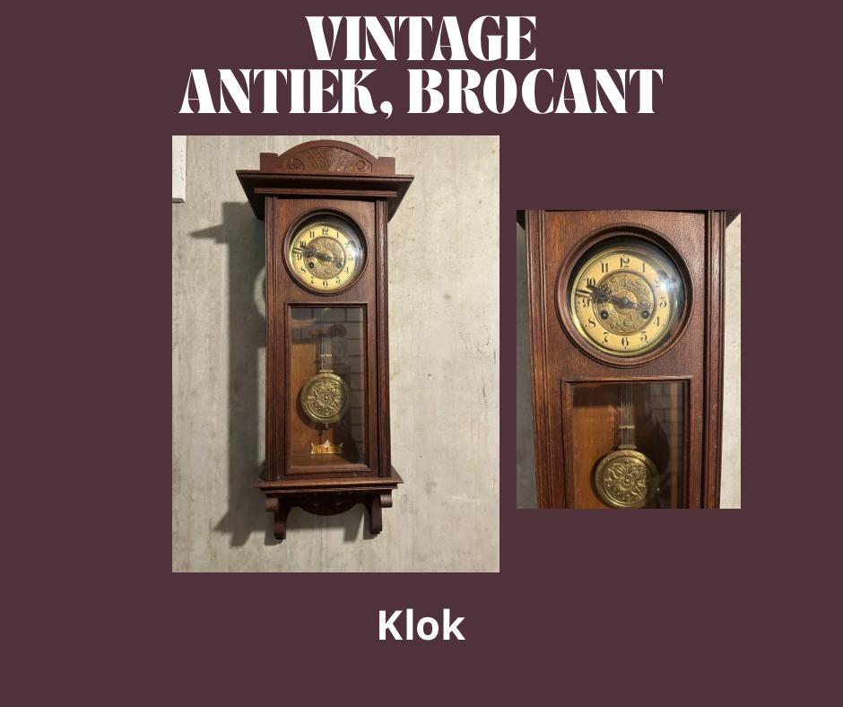 Antieke houten wandklok met slinger, Antiek en Kunst, Antiek | Klokken, Ophalen