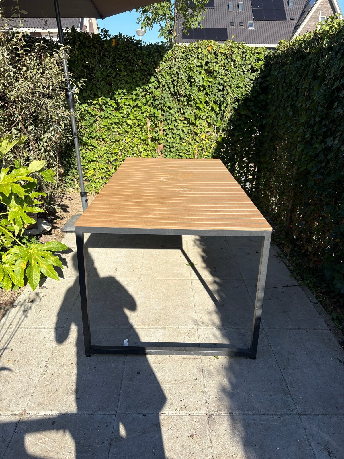 Stevige tuintafel met net onderstel 90x190cm, Ophalen, Gebruikt, Rechthoekig, Overige materialen