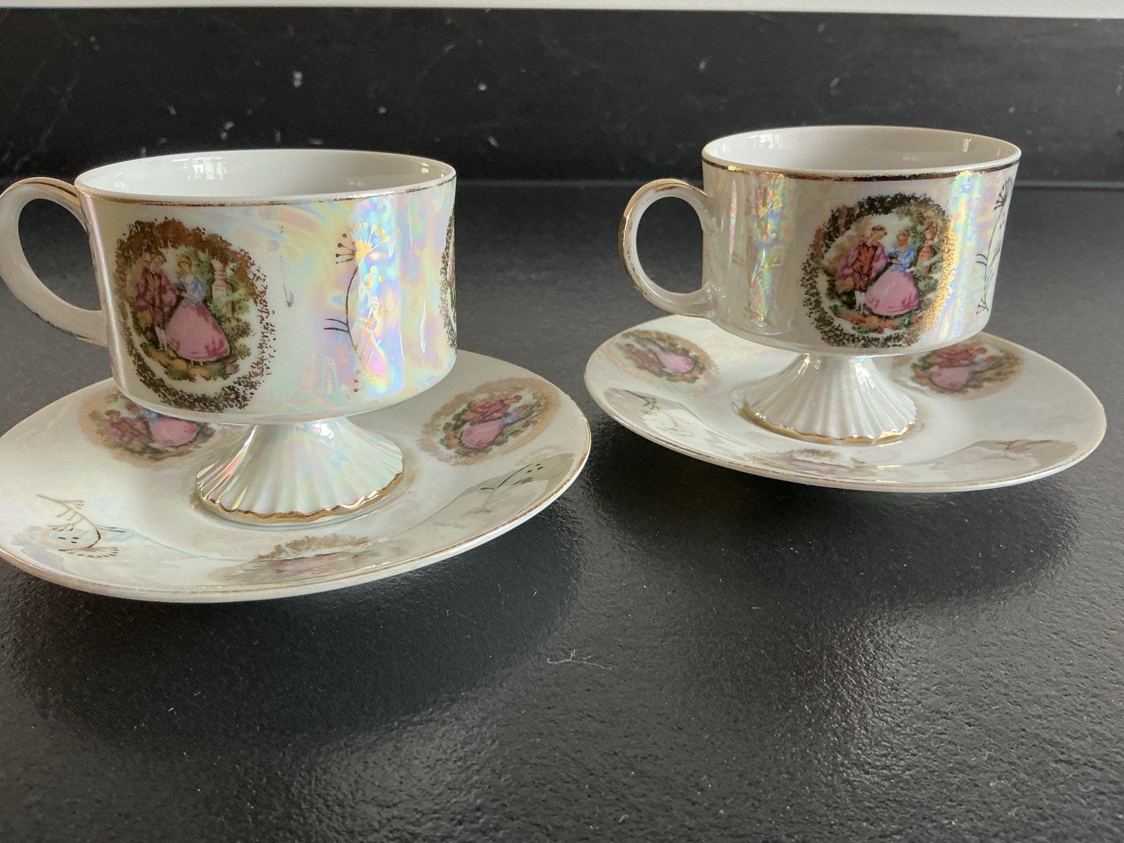 Vintage Versailles kop en schotel 2 stuks parelmoerglans, Ophalen of Verzenden