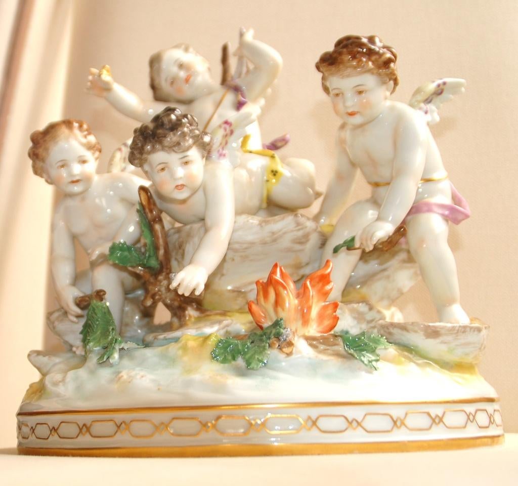 Antiek Porseleinen beelden groep Engeltjes /cupido's, Ophalen of Verzenden