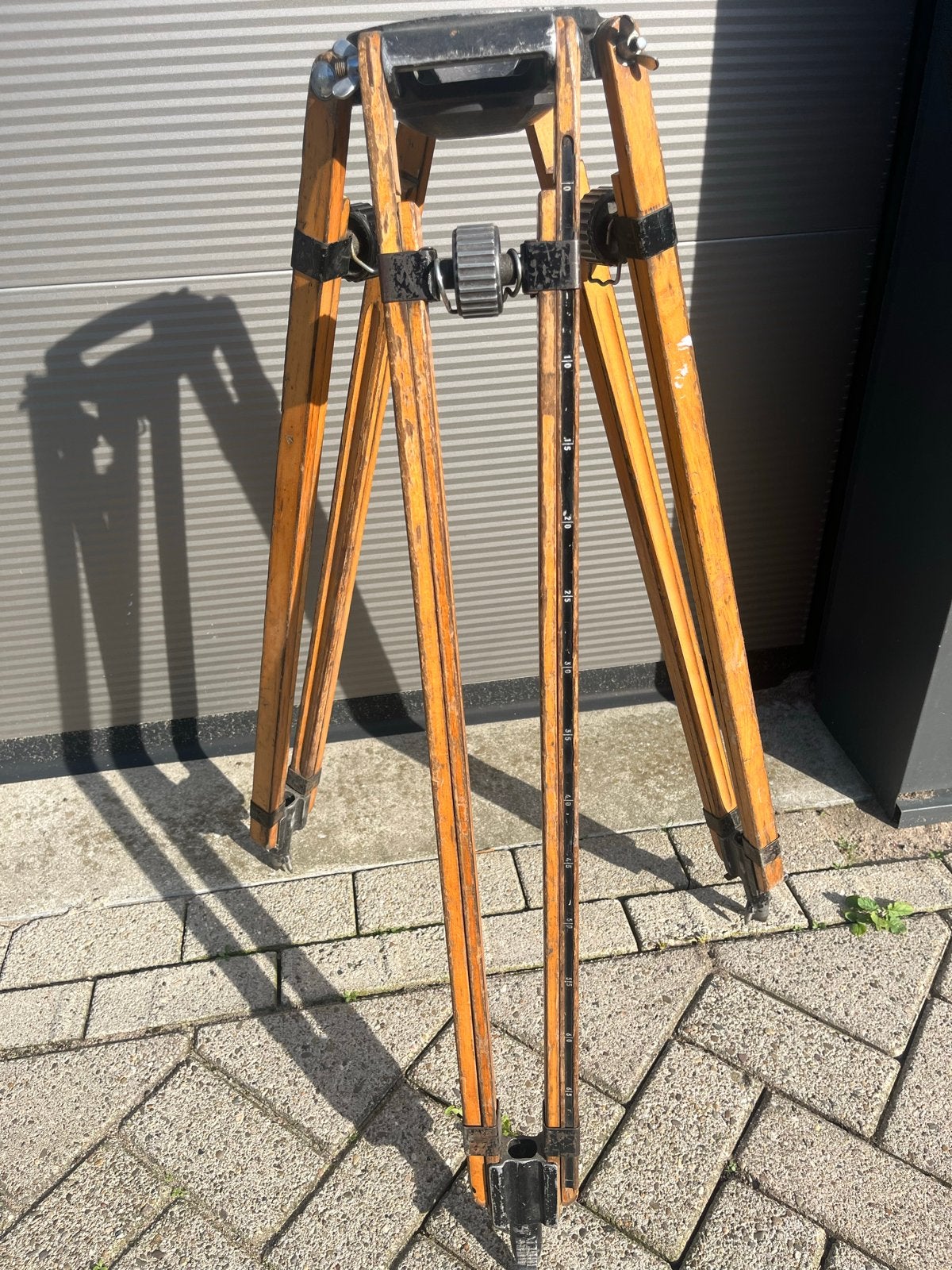 Antiek houten waterpas statief - Vintage landmeetkunde, Ophalen of Verzenden