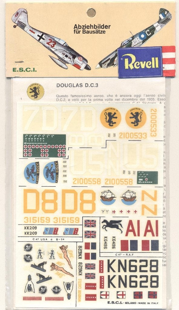Revell E.S.C.I. Douglas DC-3 Decals - Vliegtuig Modelbouw, 1:72 tot 1:144, Verzenden, Revell, Zo goed als nieuw