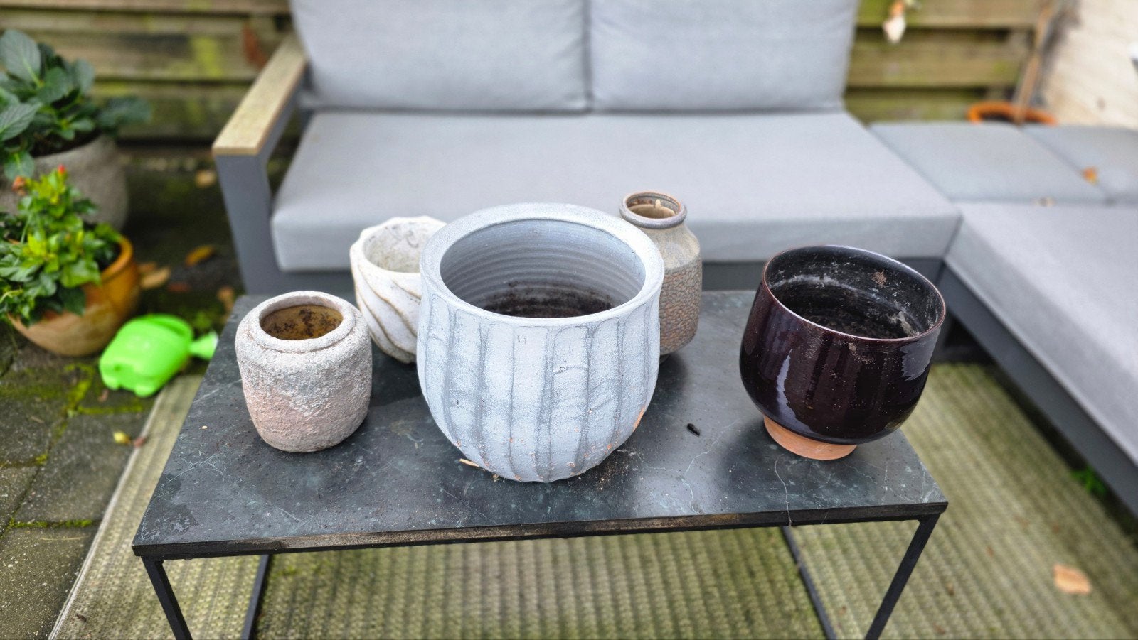 Diverse bloempotten: groot en klein, Tuin en Terras, Gebruikt, Minder dan 40 cm, Aardewerk, Ophalen